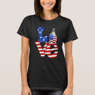 Camiseta 4 De Julho Amor Patriótico Boston Terrier American
