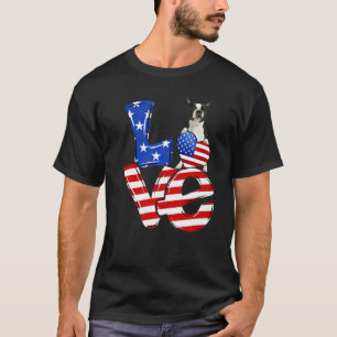 Camiseta 4 De Julho Amor Patriótico Boston Terrier American