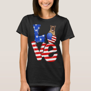 Camiseta 4 De Julho Amor Patriótico Pastor Alemão América