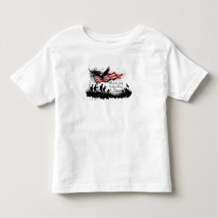 Camiseta 4 de julho Arte Patriótica com Bandeira e Soldados