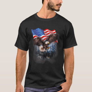 Camiseta 4 De Julho Bandeira Americana Águia Americana