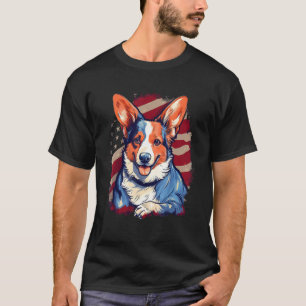 Camiseta 4 De Julho, Bandeira Americana Cardigan Welsh Corg
