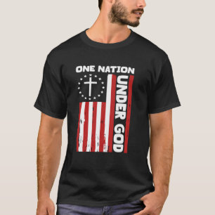 Camiseta 4 De Julho Bandeira Cristã Patriótica One Nation U