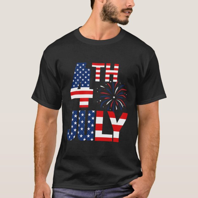 Camiseta 4 de julho Bandeira do Partido Patriótico American (Frente)