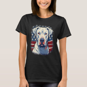 Camiseta 4 de julho Bandeira dos EUA Dogo Argentino Dog