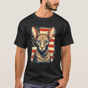Camiseta 4 de julho Bandeira Oriental Shorthair Cat 1