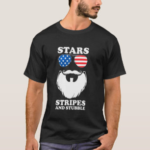 Camiseta 4 de julho Beard US Flag Patriótica Beard American