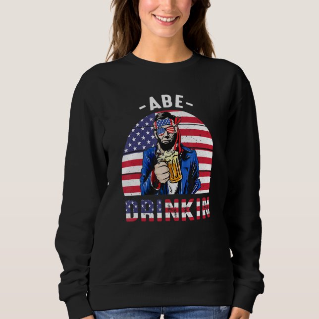 Camiseta 4 De Julho Bebidas Como Lincoln Abraham Abe Ameri (Frente)