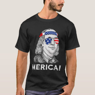 Camiseta 4 De Julho Ben Franklin Merica USA Boys Girls Kid