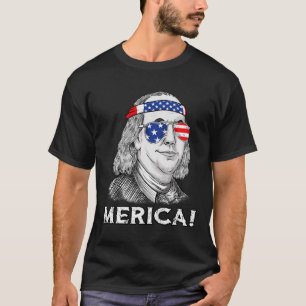 Camiseta 4 De Julho Ben Franklin Merica USA Boys Girls Kid