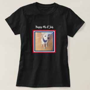 Camiseta 4 de julho Cachorro Vermelho, Branco, Azul Cachorr