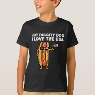 Camiseta 4 De Julho Cão Quente Dígidade Quente Mulheres Pat