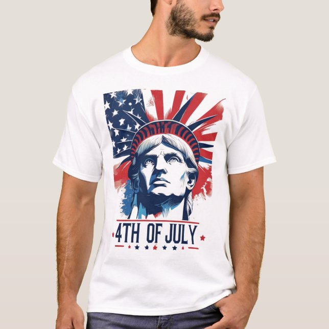 Camiseta 4 de julho celebrações do Orgulho Americano Patrió (Frente)