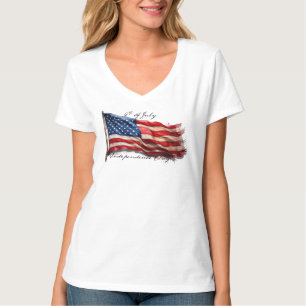 Camiseta 4 de julho - Celebrar com a bandeira dos EUA