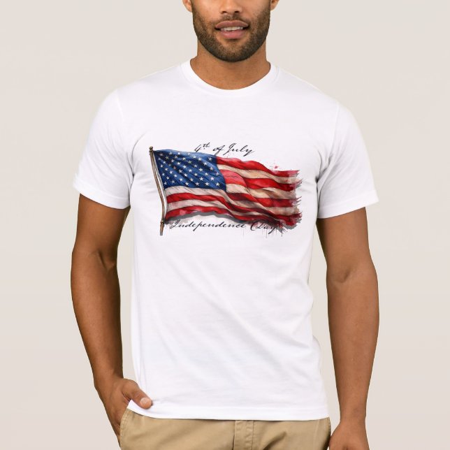 Camiseta 4 de Julho – Celebre com a Bandeira dos EUA (Frente)