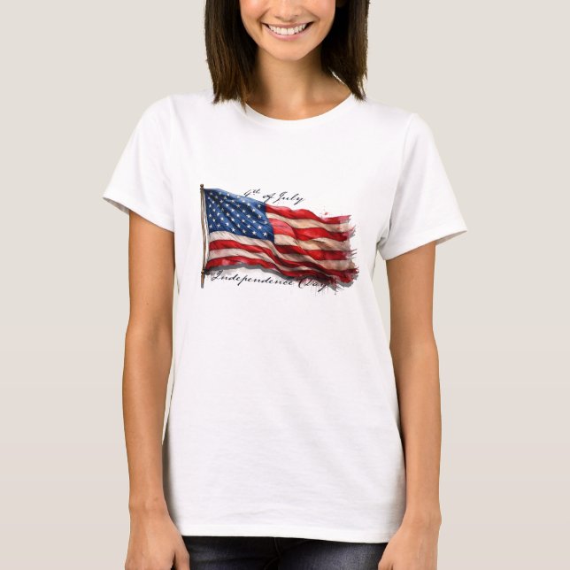 Camiseta 4 de Julho – Celebre com a Bandeira dos EUA (Frente)