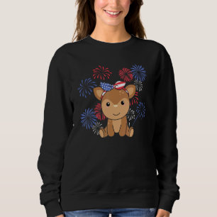Camiseta 4 De Julho Cervo Americano Crianças EUA Fogos Cerv