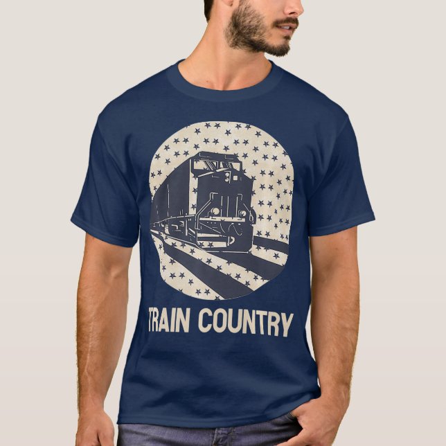 Camiseta 4 de julho Coletor de Comboios Railfan Model Railr (Frente)