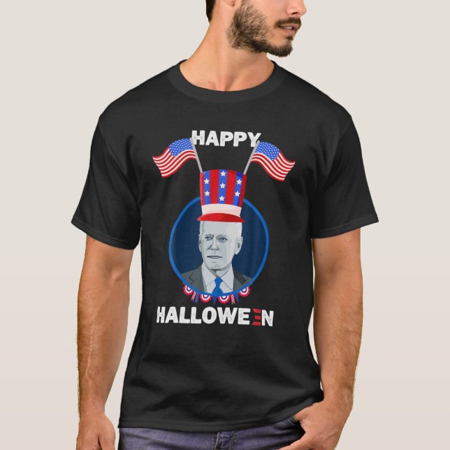 Camiseta 4 De Julho Confuso Joe Biden Feliz Hallowe (Frente)