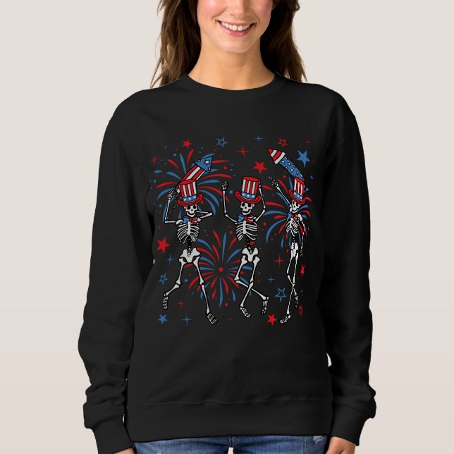 Camiseta 4 De Julho Dançando Esqueletos Mulheres (Frente)