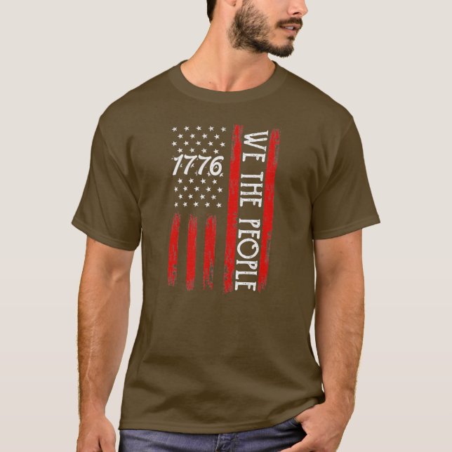 Camiseta 4 De Julho De 1776 Para Homens Nós, Pessoas Americ (Frente)