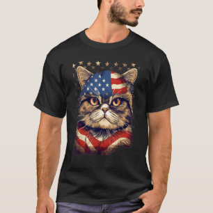 Camiseta 4 de julho de 2010 Bandeira Exótica Shorthair Cat