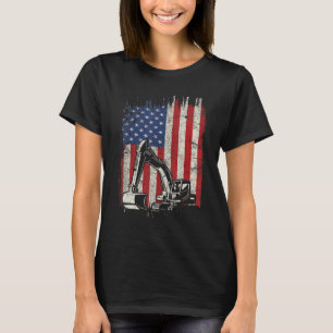 Camiseta 4 De Julho De Bandeira Americana Backhoe Exc