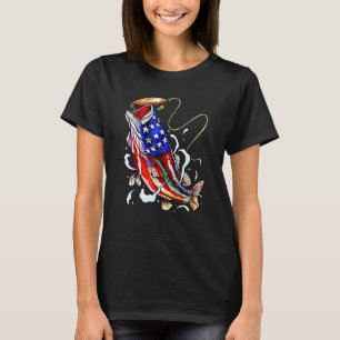 Camiseta 4 De Julho De Bass Pesca Bandeira Americana Patrió