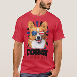 Camiseta 4 De Julho De Corgi Mama