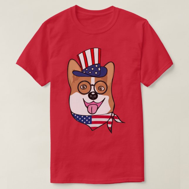 Camiseta 4 De Julho De Corgi, Presentes De Sobremesas De Cã (Frente do Design)