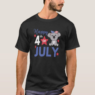 Camiseta 4 De Julho De Koala Americana Para Crianças Cute U