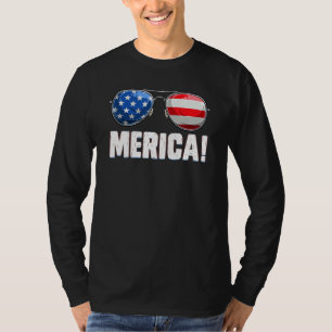 Camiseta 4 de julho de Merica American Flag Sunglass Boys G