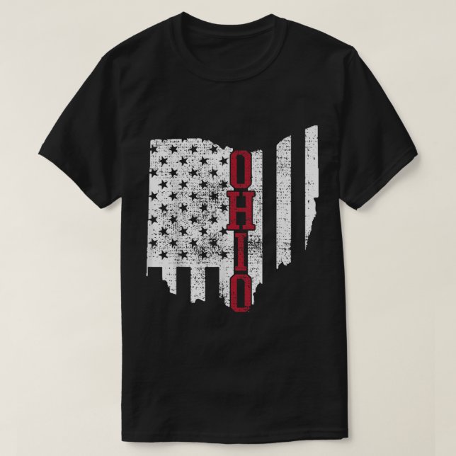 Camiseta 4 de julho de Ohio EUA Estados Unidos Bandeiras Es (Frente do Design)