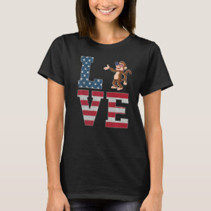Camiseta 4 de julho Decor Patriotic Love Monkey American F