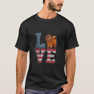 Camiseta 4 De Julho Decor Patriótico Amor Chow Chow Dog Ame