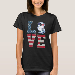 Camiseta 4 de julho Decor Patriótico Love Snowy Owl America