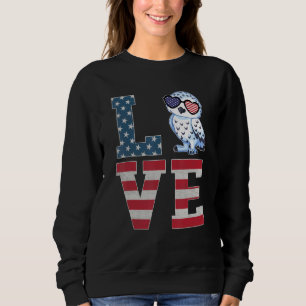 Camiseta 4 de julho Decor Patriótico Love Snowy Owl America