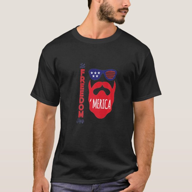 Camiseta 4 De Julho Deixe A Liberdade Soar Barba E Óculos D (Frente)