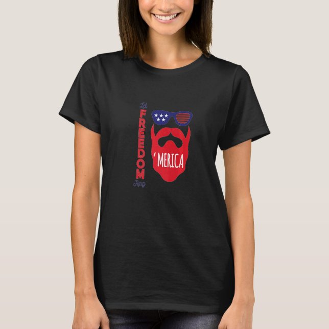 Camiseta 4 De Julho Deixe A Liberdade Soar Barba E Óculos D (Frente)