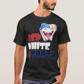 Camiseta 4 de julho Dentist Red White Tooth