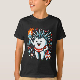 Camiseta 4 de julho Dentista Dental Dental Dental Mulheres 