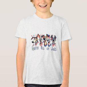 Camiseta 4 de julho. Dia da Independência. Cães Engraçados