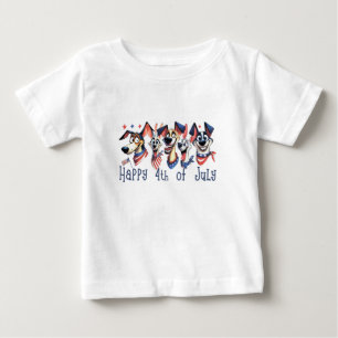 Camiseta 4 de julho. Dia da Independência. Cães Engraçados