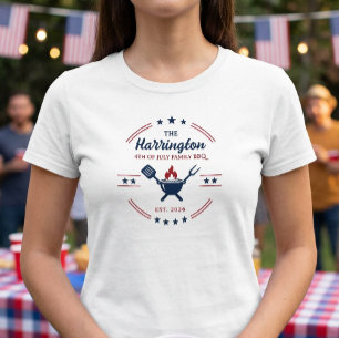 Camiseta 4 de Julho Dia da Independência Churrasco em Famíl