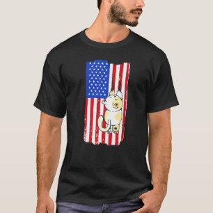 Camiseta 4 De Julho Dia Da Independência EUA Americano Gato