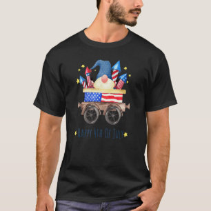 Camiseta 4 de Julho Dia da Independência Vermelho Azul Bran