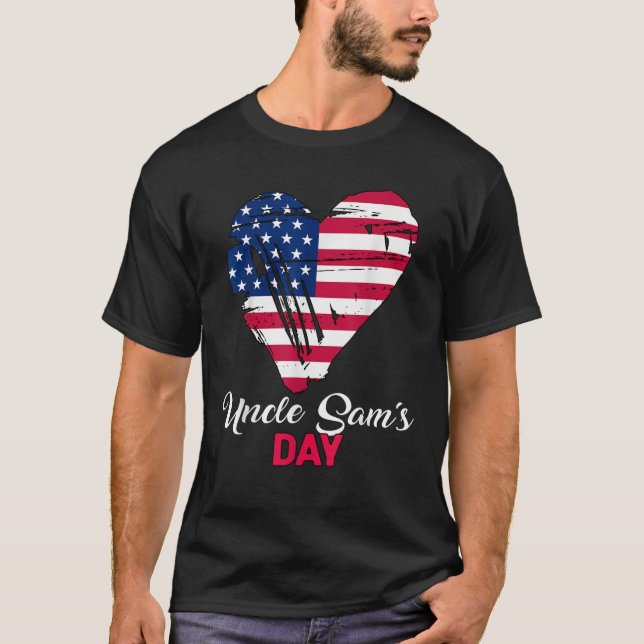 Camiseta 4 de julho Dia do Tio Sam América Patriot Heart US (Frente)