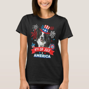 Camiseta 4 De Julho Dia Patriótico, Collie Dog Indepe