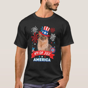 Camiseta 4 de julho Dia Patriótico da Independência do Gato