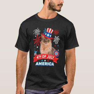 Camiseta 4 De Julho Dia Patriótico Gato Somali Independente